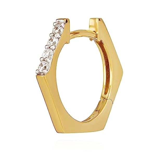 NKlaus Pendientes de aro de bisagra individual 333 oro amarillo 8 quilates 16,5 x 14 mm zirconia blanco pendiente 14559, Oro amarillo